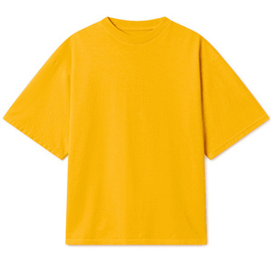 เสื้อยืดแขนสั้นสีเหลืองสำหรับผู้ชาย ผ้าฝ้าย 100% คอกลม ทรงปกติ สวมใส่สบาย สีพื้น ผ้าเจอร์ซีย์ถัก พร้อมขายออนไลน์ - Product Image 1