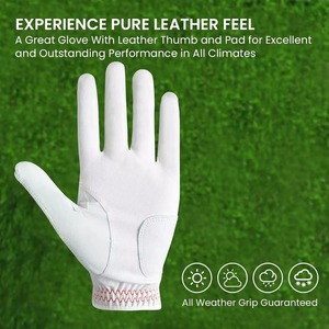 JNM SAFETY ถุงมือกอล์ฟสำหรับผู้ชายมือซ้ายพร้อมที่ทำเครื่องหมายลูกกอล์ฟด้วยหนังสำหรับมือขวา ที่จับมือหนังแท้ระบายอากาศได้ดี ชุดอุปกรณ์กีฬา - Product Image 3
