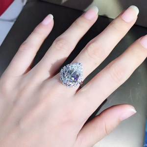 Anillo de Diamante Cultivado en Laboratorio con Corte Pera de 4.30 Quilates, Oro Blanco de 14K, Joyería Clásica para Compromiso y Boda, Original - Product Image 2