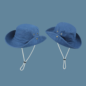 Sombrero de Pesca Personalizado de Ala Ancha con Logotipo Bordado, Sombrero para el Sol, Sombreros de Pescador de Mezclilla a la Moda - Product Image 2