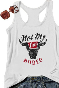 Camiseta sin mangas personalizada para mujer, estilo vintage, con estampado floral, de algodón transpirable, estilo racerback, informal, para verano, playa, fitness - Product Image 4
