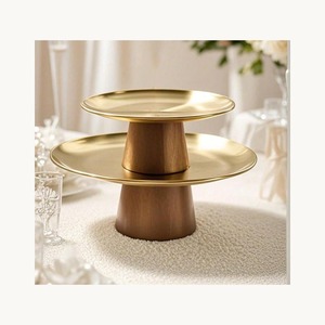 Support à gâteau en bois et métal, nouveau design, support à gâteau personnalisé pour mariage, fête, présentation en boulangerie - Product Image 3