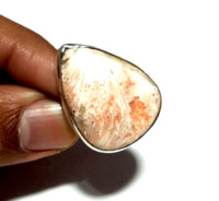 Bague de déclaration de luxe en argent sterling 925 avec scolecite rose taille poire, faite à la main, certifiée par un tiers, pour femme, pour mariage et anniversaire