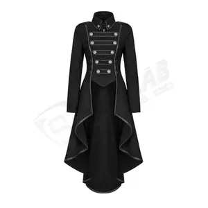 블랙 테일 코트 할로윈 의상 여성용 고딕 자켓 코트