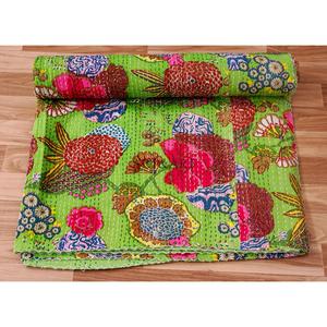 ART&ART Indian Handmade Kantha Women's Spreads <b>Comforter</b> 100% Cotton Hand Block Print Floral Design 220g Fabric Weight Rajasthan - Product Image 4