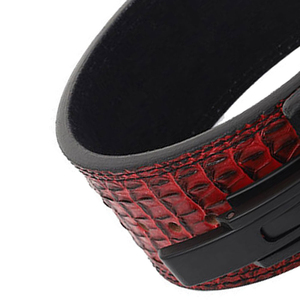 Support de poignet en cuir motif crocodile rouge avec boucle réglable pour la musculation et l'entraînement en force unisexe - Product Image 3