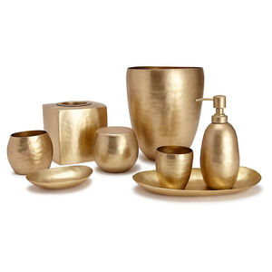 Hammered Gold <b>Bathroom</b> Accessory Set Luxury Metal Soap Dispenser Tumbler Tissue Box Vanity <b>Decor</b> <b>Bathroom</b> Collection Set - Product Image 1