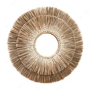 Espejo de paja con doble borde de algas marinas para decoración del hogar, espejo de paja para decoración de la sala de estar - Product Image 5