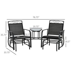 Sedia a dondolo da esterno a 2 posti con tavolino, design traspirante per veranda e giardino, ideale per il giardino di casa, per donna - Product Image 3