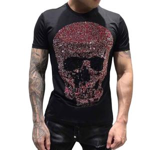 T-shirt en coton/polyester de haute qualité avec logo en strass brillant personnalisé, vente chaude, manches courtes, graphique pour hommes - Product Image 4