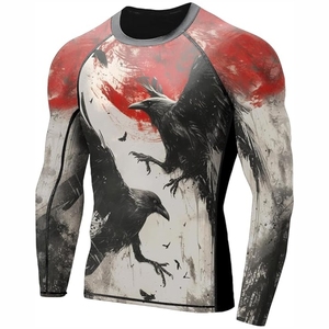 2026 Custom LOGO Rash Guard Gym Clothing Breathable Quick Dry Compression Sports Tops Gym <b>Boxing</b> T <b>Shirt</b> for Men Rash guard - Product Image 1