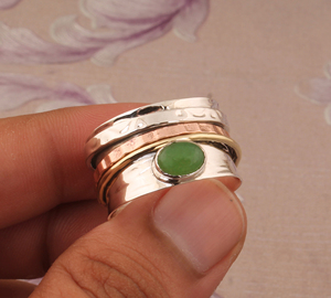 Natural Green <b>Jade</b> Band <b>Ring</b> 925 Sterling Silver Handmade Gemstone Jewelry Wholesale Genuine Nephrite <b>Jade</b> Silver <b>Ring</b> for Women - Product Image 3