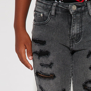 Material de mezcla de algodón para pedidos al por mayor / Ropa casual de diseño de alta calidad con corte clásico suave y recto con presillas, jeans para niños - Product Image 2
