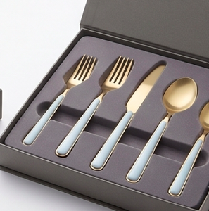 Ensemble de couverts modernes en or avec manches en céramique, finition mate, passe au lave-vaisselle, pour mariage, cuillère, fourchette, couteau, pour la cuisine - Product Image 6