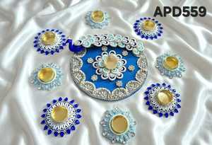 Peacock Diwali Decoration Diya Set of 9 with Kundan Stones & Shell <b>Work</b> Table Decor, Pooja Decor & Festive Gifting for <b>Home</b> <b>Gift</b> - Product Image 6
