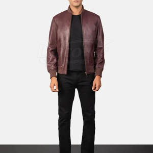 Chaqueta de Cuero para Hombre, Estilo Bomber, con Logotipo Personalizado, Precio al por Mayor - Product Image 5