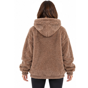 Unisex <b>Men</b> Women <b>Sherpa</b> <b>Fleece</b> Embroidered Hoodie Wholesale Warm Soft Winter Plush Pullover Hooded Sweatshirt Custom Casual - Product Image 3