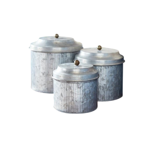 Ensemble de boîtes de conservation alimentaire en métal à rayures pour la cuisine, boîte à thé, à café, à sucre avec couvercle en métal galvanisé - Product Image 6