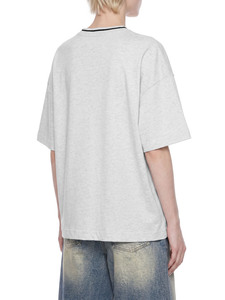 Camiseta Unisex Oversize de Cuello Redondo con Textura Slub, Ajuste Relajado, Ribetes en Contraste, Estilo Urbano de Alto Gramaje, Hombro Caído Premium - Product Image 5