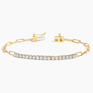 Pulsera de tenis con diamantes de corte redondo y engaste de punta compartida de eternidad completa - Product Image 1