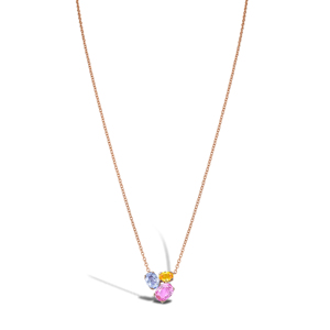 Rose Gold Plated Pendant <b>Necklace</b> With Multicolor Zircon Stones Minimalist Box Chain Everyday Wear Unisex Jewelry - Product Image 2