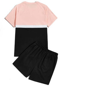 Ensemble T-shirt et short décontracté pour homme, bleu marine uni, manches courtes, 100% coton respirant, service OEM, été - Product Image 6