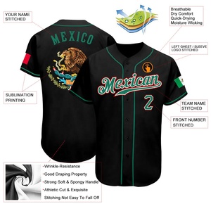 Maillot de baseball personnalisé pour homme, noir, sublimé, avec nom d'équipe 00, design Aigle du Mexique, anti-humidité, manches courtes - Product Image 4