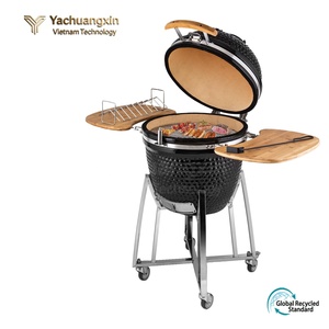 Parrilla Kamado de Cerámica para Barbacoa con Carbón, Asador para Exteriores, Cocina para Patio con Estantes Laterales y Carrito para Camping - Product Image 4
