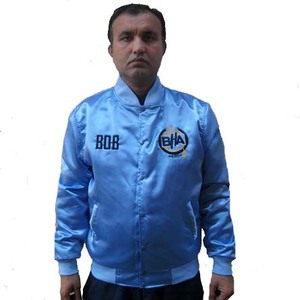 Patchs brodés personnalisés, broderie vintage 3D, veste varsity en satin, haute qualité, 100% polyester, séchage rapide, personnalisable pour homme - Product Image 1