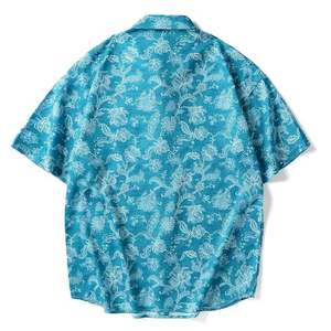 Chemise Hawaïenne Florale Confortable pour Homme, Coupe Ample, Bouton Unique, Col Montant, 100% Coton, Impression Personnalisée, Manches Courtes, Idéale pour les Vacances à la Plage - Product Image 2
