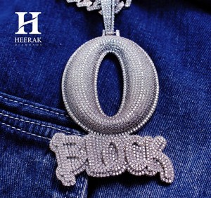 Pendentif de luxe en forme de lettre O entièrement pavé de diamants, collier hip-hop personnalisé pour fournisseur de bijoux bling en gros - Product Image 6