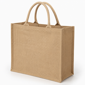 Custom Logo Laminated Natural Jute Tote Bag 28x23x10 cm Reusable Promotional Shopping <b>Gift</b> Bag Wholesale Manufacturer Exporter - Product Image 5