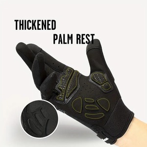 Winter Waterproof Full Finger Cycling <b>Gloves</b> <b>Touchscreen</b> Thick Palm Adjustable Wrist Strap Black Outdoor Sports Fitness - Product Image 4