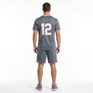 Custom Charcoal <b>Pink</b> Football Jersey <b>Men</b> Mesh Sports Team Uniform Short Sleeve Athletic Game <b>Shirt</b> Wholesale Customwear - Product Image 2