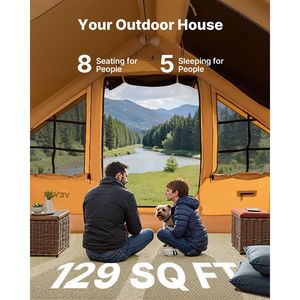 Carpa Inflable de Lujo para Glamping de 5-8 Personas, Fácil de Instalar con Bomba Manual, 2 Claraboyas y Toldo - Product Image 4