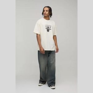 Camiseta Oversize con Estampado Gráfico, Logotipo Personalizado, Estilo Urbano Hip Hop, Corte Holgado, Hombros Caídos, de Algodón, para Hombre y Mujer - Product Image 1