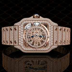 Montre en diamant moissanite sur mesure pour homme, luxe, entièrement sertie de pierres - Product Image 1