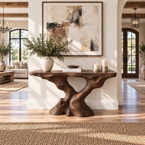 Mesa Consola Rústica con Borde Natural para Entrada, Diseño Rústico, Mesa Consola con Borde Natural Hecha a Mano, Mueble Decorativo - Product Image 1
