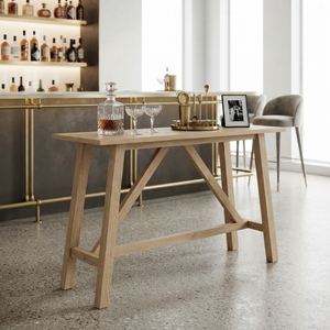 Solid Wood Console Table Modern <b>Rustic</b> A Frame Leg Natural Teak Style Wooden Entryway Table Hallway Sofa Side <b>Desk</b> Home - Product Image 2