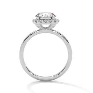 High Quality Brilliant Round Cut Lab Grown Diamond <b>Ring</b> With Side Paved Diamonds Made of 14K Solid White Gold GRA Certified <b>Ring</b> - Product Image 3