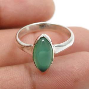 Bague Cocktail Bohème en Argent Sterling 925 Oxydé avec Onyx Vert Taille Marquise Sertie en Bezel – Bijoux en Gros - Product Image 4