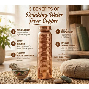 Botella de Agua Potable de Cobre de Alta Calidad, Diseño Martillado, Acabado Brillante, Ecológica, para Bebidas al Aire Libre - Product Image 6