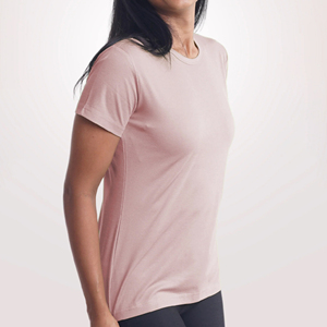 T-shirt long décontracté à manches courtes et col rond pour femme, mélange polyester/coton, respirant, haute qualité, personnalisable, numérique - Product Image 4