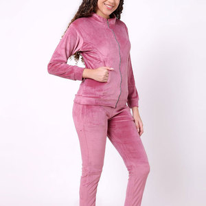 Conjunto Deportivo para Mujer, Textura de Terciopelo, Lavado Ácido, Color Sólido, Cómodo para Clima Frío, Estilo Urbano Moderno, Forro Polar Cálido para Invierno - Product Image 4