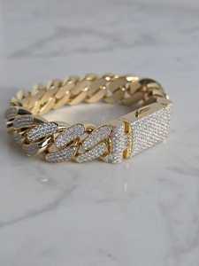 กำไลข้อมือเงินแท้ 925 ประดับเพชรโมอิสซาไนต์ทรงกลม VVS แบบ Cuban Link สไตล์ฮิปฮอปสุดหรูสำหรับทุกเพศ - Product Image 4