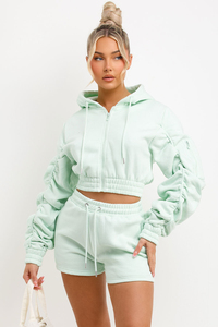 Conjunto de Sudadera con Capucha y Pantalones Cortos para Mujer, Diseño de Primera Calidad, Hecho a Medida, Ajustable, de Alta Calidad, en Oferta, Ropa Casual de Dos Piezas - Product Image 6