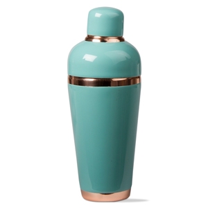 Coctelera de Acero Inoxidable Premium con Acabado Brillante Azul Esmaltado, Capacidad de 500 ml, Ecológica, con Rayas Doradas, para Bar o Club - Product Image 1