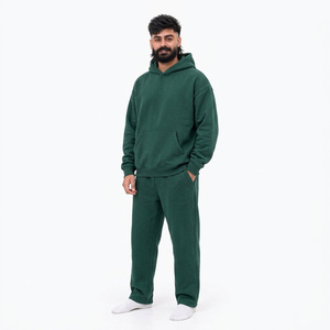 Chándal Unisex Verde con Capucha, Grueso, Estampado, 2 en 1, Manga Larga, Color Sólido, Algodón, Informal, con Bolsillos Laterales, Corte Regular, para Invierno - Product Image 1