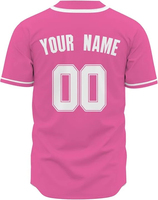 Maillot de baseball rose personnalisé, sublimation du nom de l'équipe, 00, unisexe, adulte, manches courtes, évacuation de l'humidité, fermeture boutonnée, vêtement