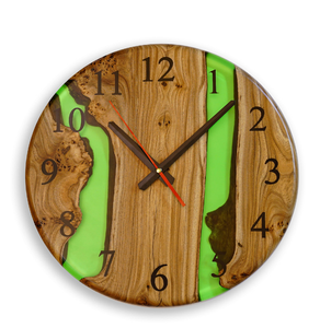 Horloge murale ronde artisanale de luxe en bois et résine époxy pour cadeaux et décoration intérieure 2026 – Pièce d'horlogerie moderne pour restaurant et hôtel - Product Image 1